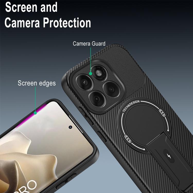 For Motorola Edge 60 Pro Carbon Fiber Texture MagSafe Phone Case with Holder