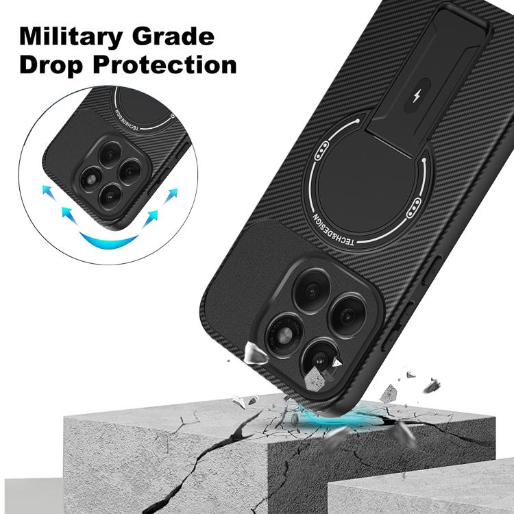 For Motorola Edge 60 Pro Carbon Fiber Texture MagSafe Phone Case with Holder