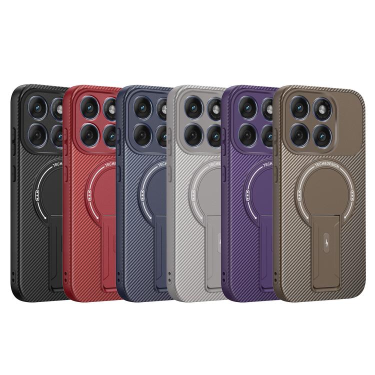 For Motorola Edge 60 Fusion Carbon Fiber Texture MagSafe Phone Case with Holder