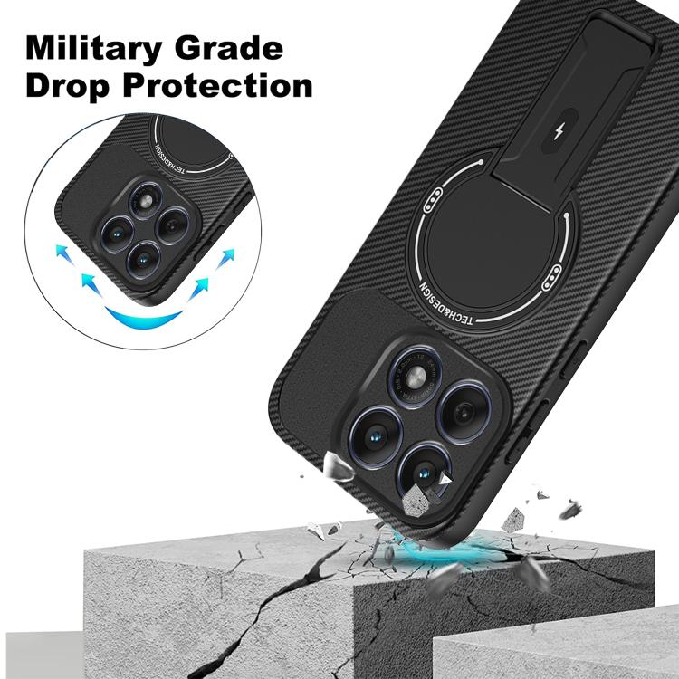For Motorola Edge 60 Fusion Carbon Fiber Texture MagSafe Phone Case with Holder