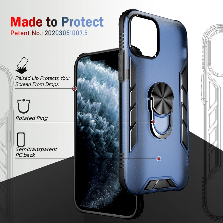 For iPhone 12 Pro Max Magnetic Frosted PC + Matte TPU Shockproof Case with Ring Holder