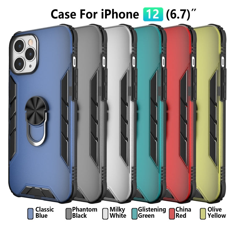 For iPhone 12 Pro Max Magnetic Frosted PC + Matte TPU Shockproof Case with Ring Holder