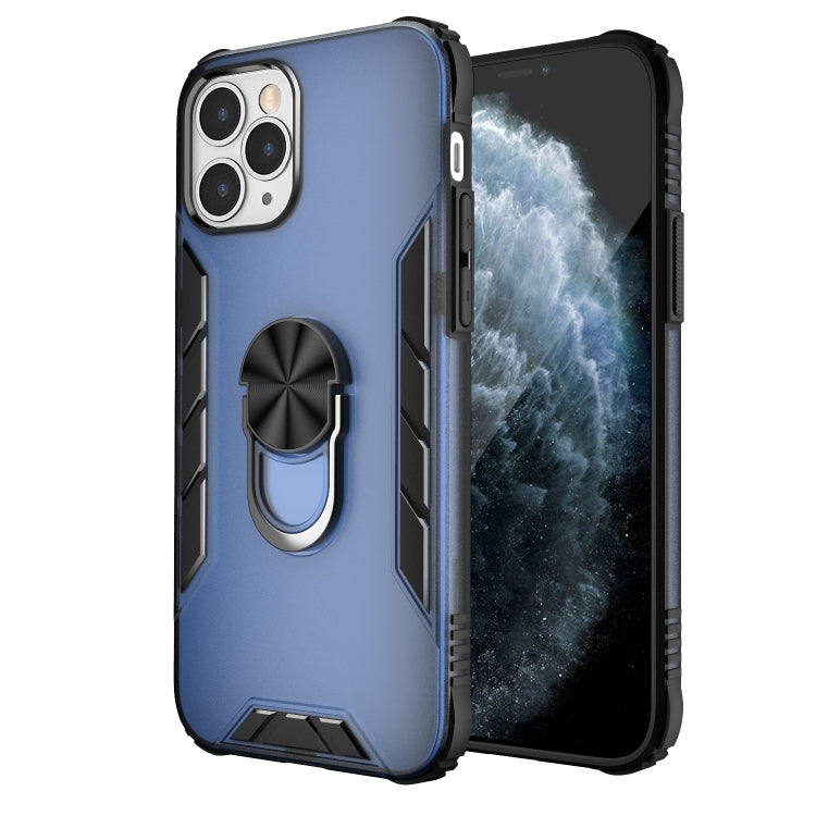 For iPhone 12 / 12 Pro Magnetic Frosted PC + Matte TPU Shockproof Case with Ring Holder
