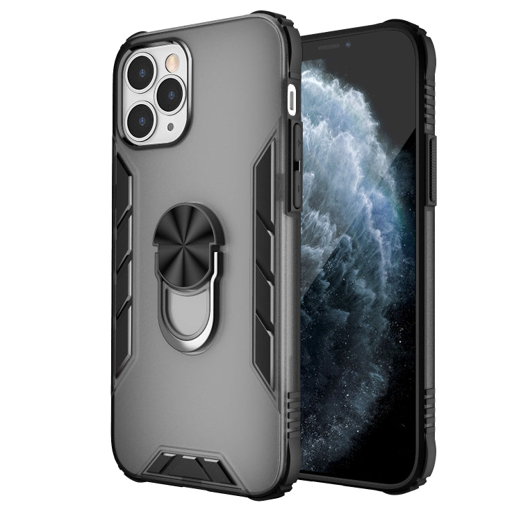For iPhone 12 / 12 Pro Magnetic Frosted PC + Matte TPU Shockproof Case with Ring Holder