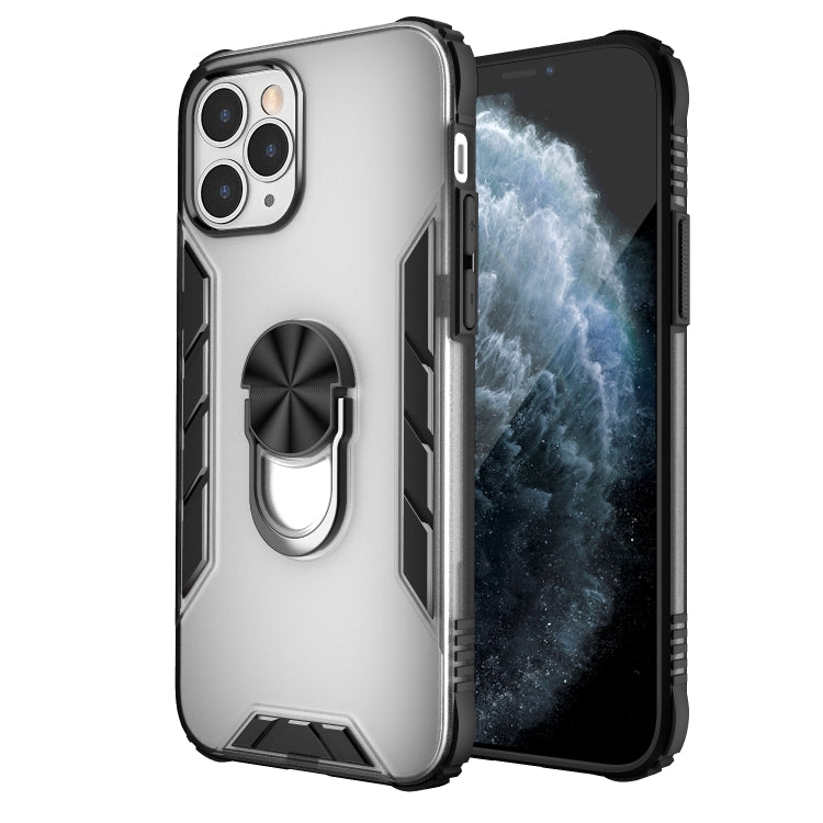 For iPhone 12 / 12 Pro Magnetic Frosted PC + Matte TPU Shockproof Case with Ring Holder