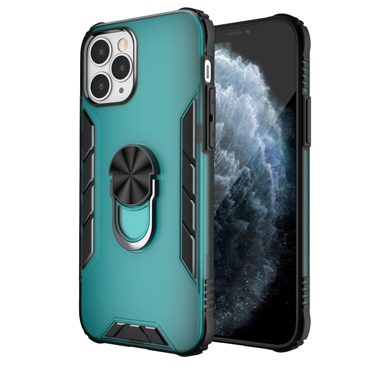 For iPhone 12 / 12 Pro Magnetic Frosted PC + Matte TPU Shockproof Case with Ring Holder