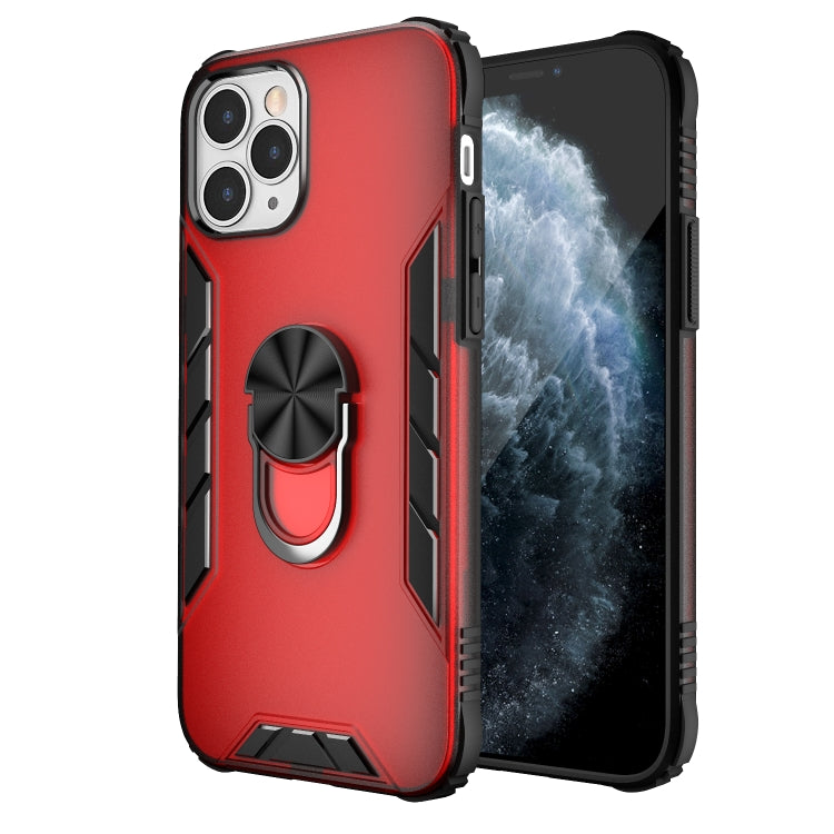 For iPhone 12 / 12 Pro Magnetic Frosted PC + Matte TPU Shockproof Case with Ring Holder