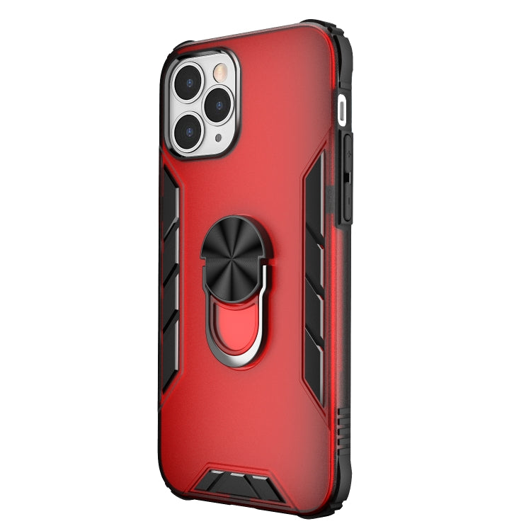 For iPhone 12 / 12 Pro Magnetic Frosted PC + Matte TPU Shockproof Case with Ring Holder