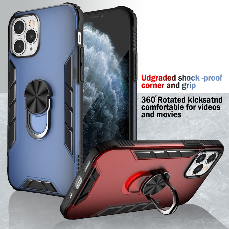 For iPhone 12 / 12 Pro Magnetic Frosted PC + Matte TPU Shockproof Case with Ring Holder