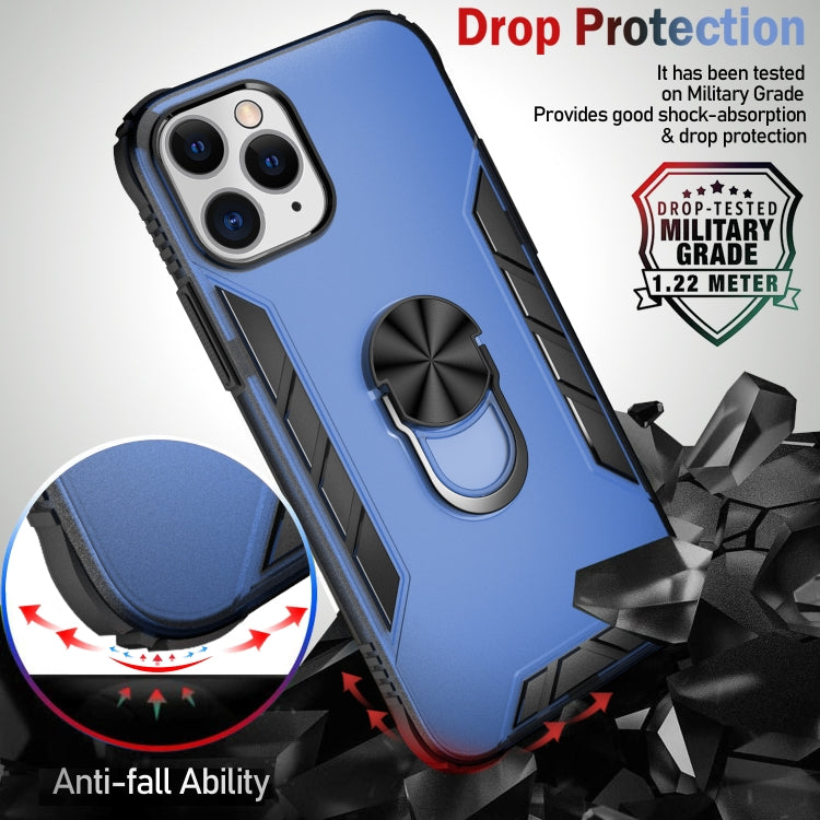 For iPhone 12 / 12 Pro Magnetic Frosted PC + Matte TPU Shockproof Case with Ring Holder