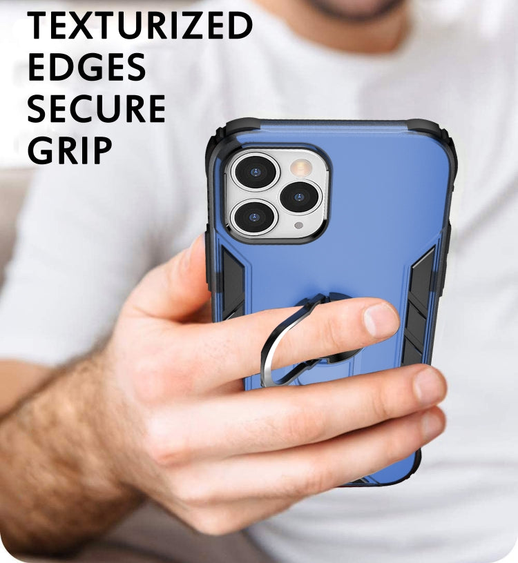 For iPhone 12 / 12 Pro Magnetic Frosted PC + Matte TPU Shockproof Case with Ring Holder