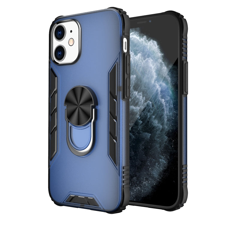 For iPhone 12 mini Magnetic Frosted PC + Matte TPU Shockproof Case with Ring Holder