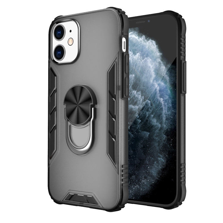 For iPhone 12 mini Magnetic Frosted PC + Matte TPU Shockproof Case with Ring Holder