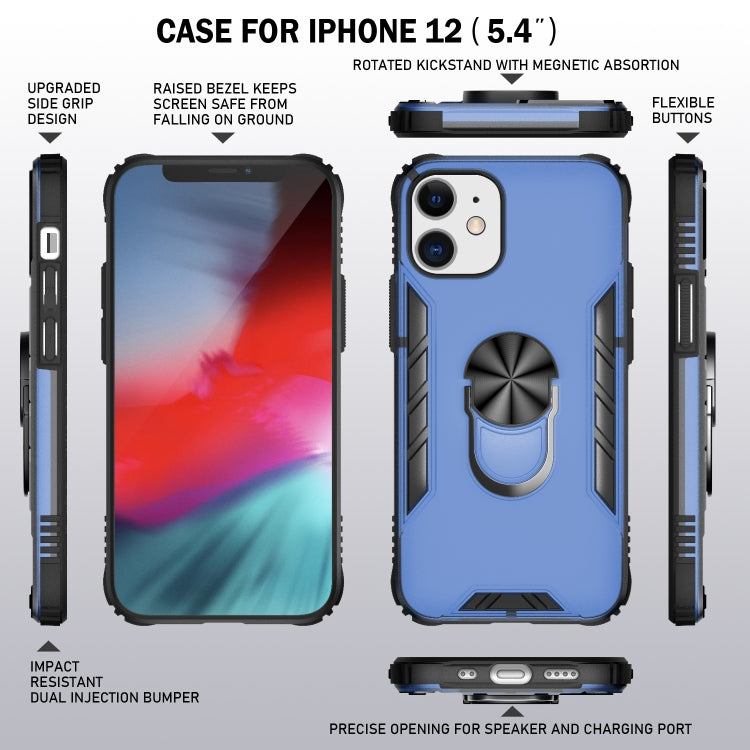 For iPhone 12 mini Magnetic Frosted PC + Matte TPU Shockproof Case with Ring Holder