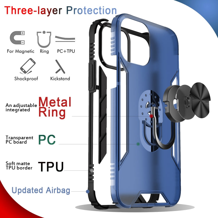 For iPhone 12 mini Magnetic Frosted PC + Matte TPU Shockproof Case with Ring Holder