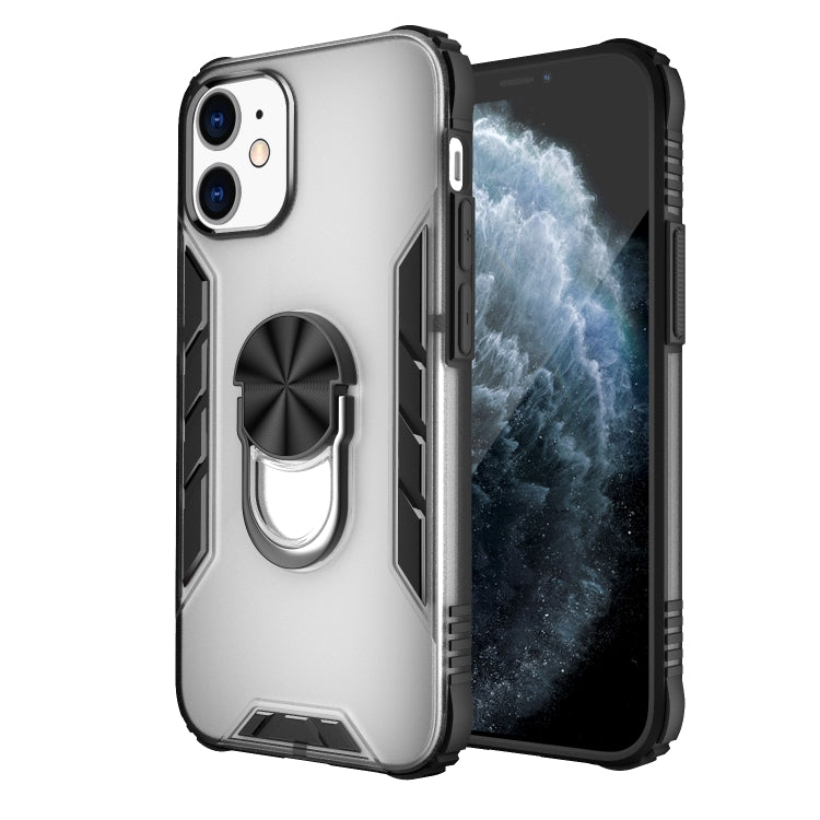 For iPhone 12 mini Magnetic Frosted PC + Matte TPU Shockproof Case with Ring Holder