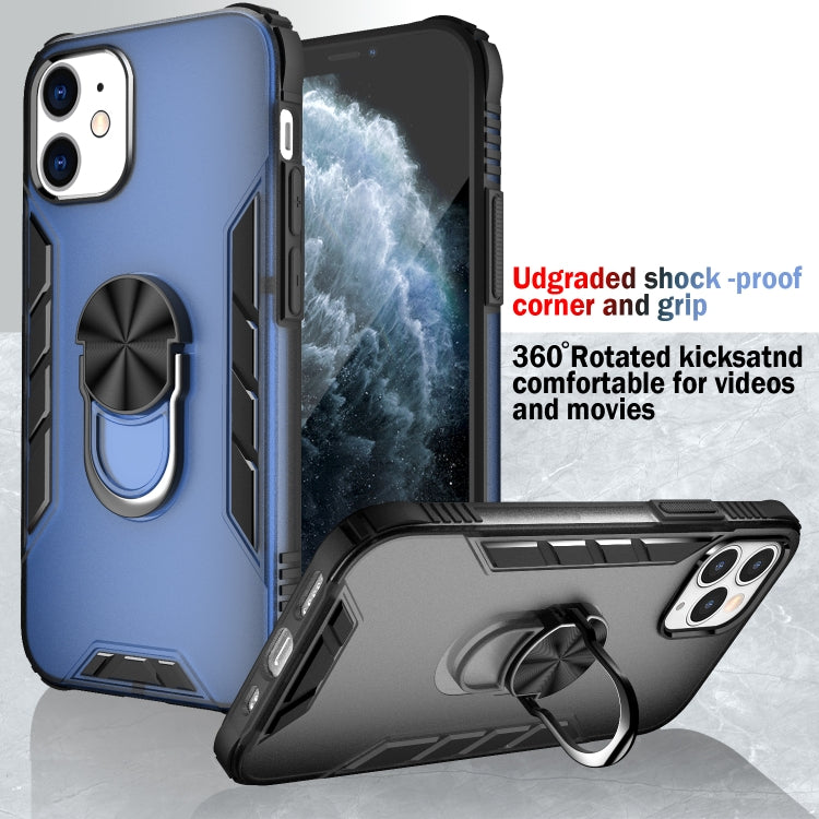 For iPhone 12 mini Magnetic Frosted PC + Matte TPU Shockproof Case with Ring Holder