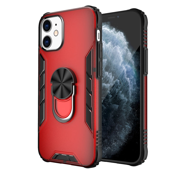 For iPhone 12 mini Magnetic Frosted PC + Matte TPU Shockproof Case with Ring Holder