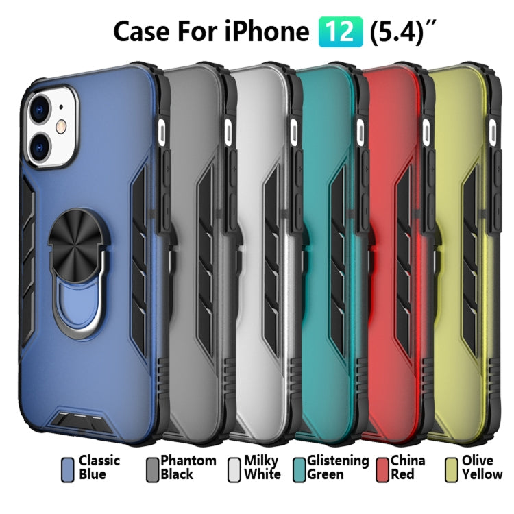 For iPhone 12 mini Magnetic Frosted PC + Matte TPU Shockproof Case with Ring Holder