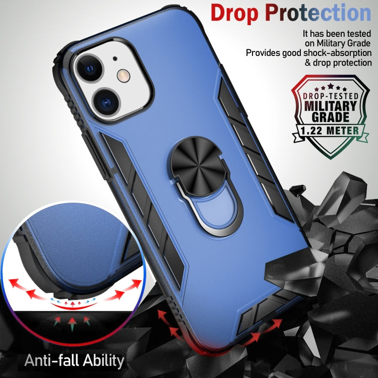 For iPhone 12 mini Magnetic Frosted PC + Matte TPU Shockproof Case with Ring Holder