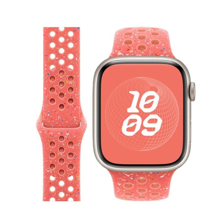 For Apple Watch Series 10 42mm Butterfly Buckle Color Dot Silicone Watch Band with 3D Curved Film