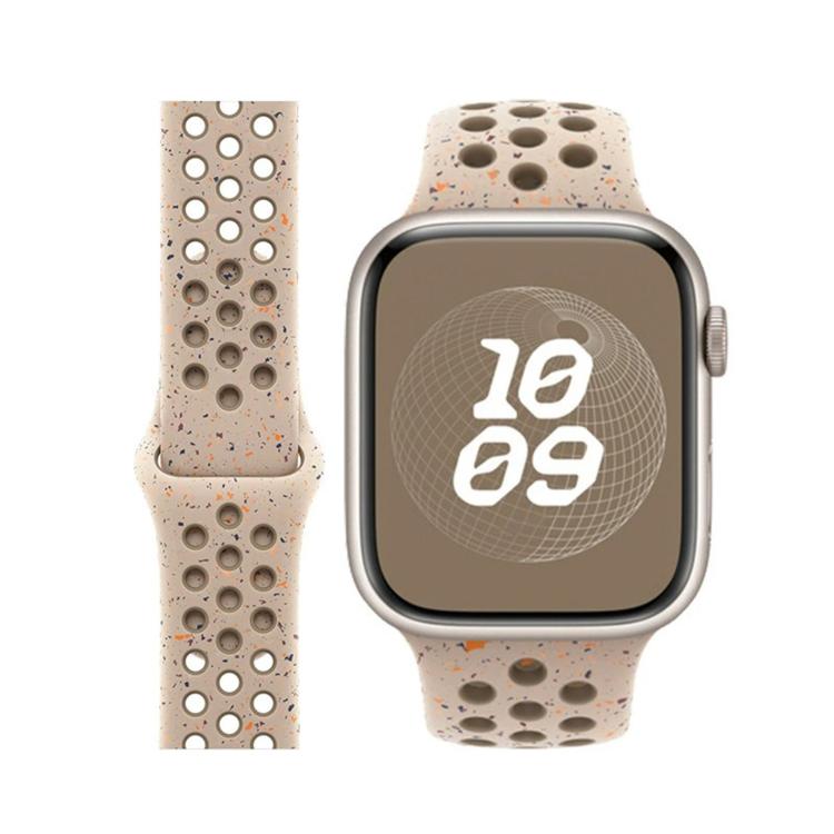 For Apple Watch Series 10 42mm Butterfly Buckle Color Dot Silicone Watch Band with 3D Curved Film