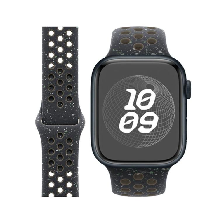 For Apple Watch Series 45mm Butterfly Buckle Color Dot Silicone Watch Band with 3D Curved Film