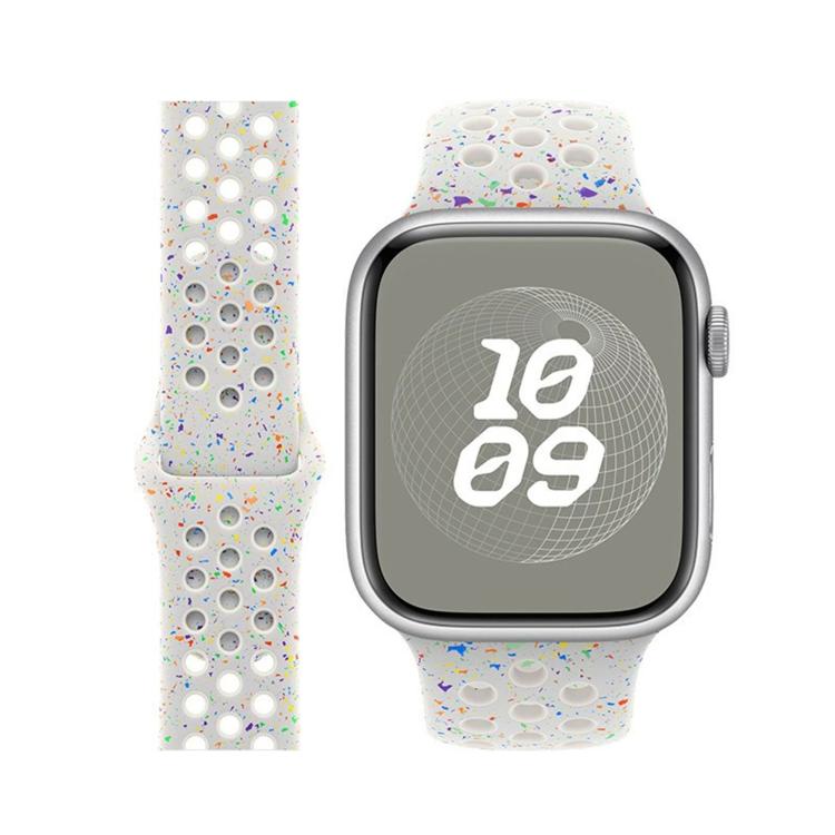 For Apple Watch Series 38mm Butterfly Buckle Color Dot Silicone Watch Band with 3D Curved Film