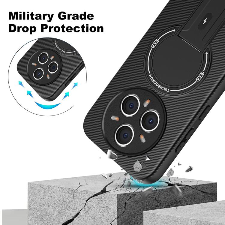 For Realme 14 Pro+ Carbon Fiber Texture MagSafe Phone Case with Holder
