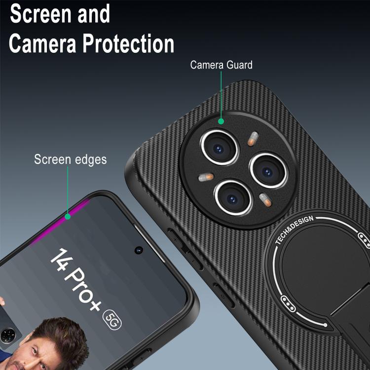 For Realme 14 Pro+ Carbon Fiber Texture MagSafe Phone Case with Holder