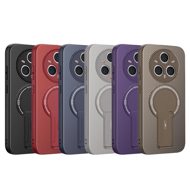 For Realme 14 Pro+ Carbon Fiber Texture MagSafe Phone Case with Holder