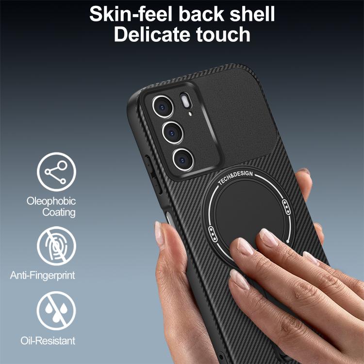 For Realme C75 4G Global Carbon Fiber Texture MagSafe Phone Case with Holder