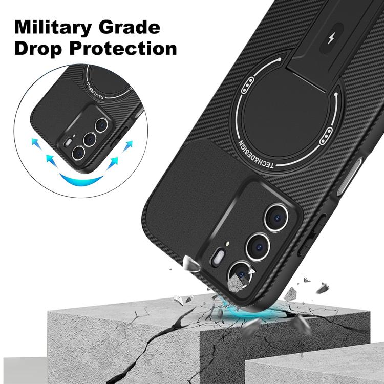 For Realme C75 4G Global Carbon Fiber Texture MagSafe Phone Case with Holder