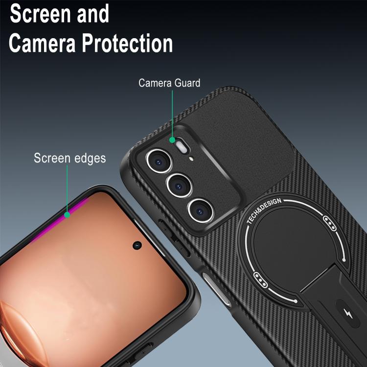 For Realme C75 4G Global Carbon Fiber Texture MagSafe Phone Case with Holder