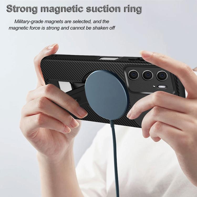 For Realme C75 4G Global Carbon Fiber Texture MagSafe Phone Case with Holder