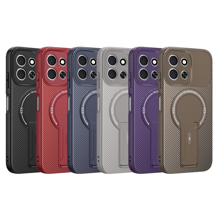 For Redmi 15C 5G / 4G EU 173mm Carbon Fiber Texture MagSafe Phone Case with Holder