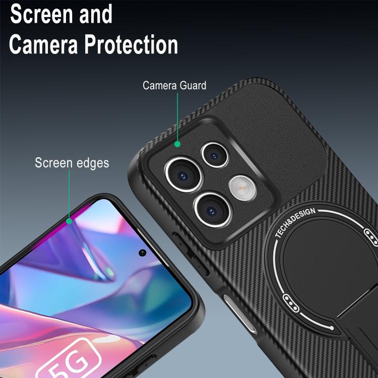 For Redmi Note 13 5G Global Carbon Fiber Texture MagSafe Phone Case with Holder