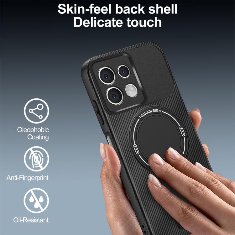 For Redmi Note 13 5G Global Carbon Fiber Texture MagSafe Phone Case with Holder