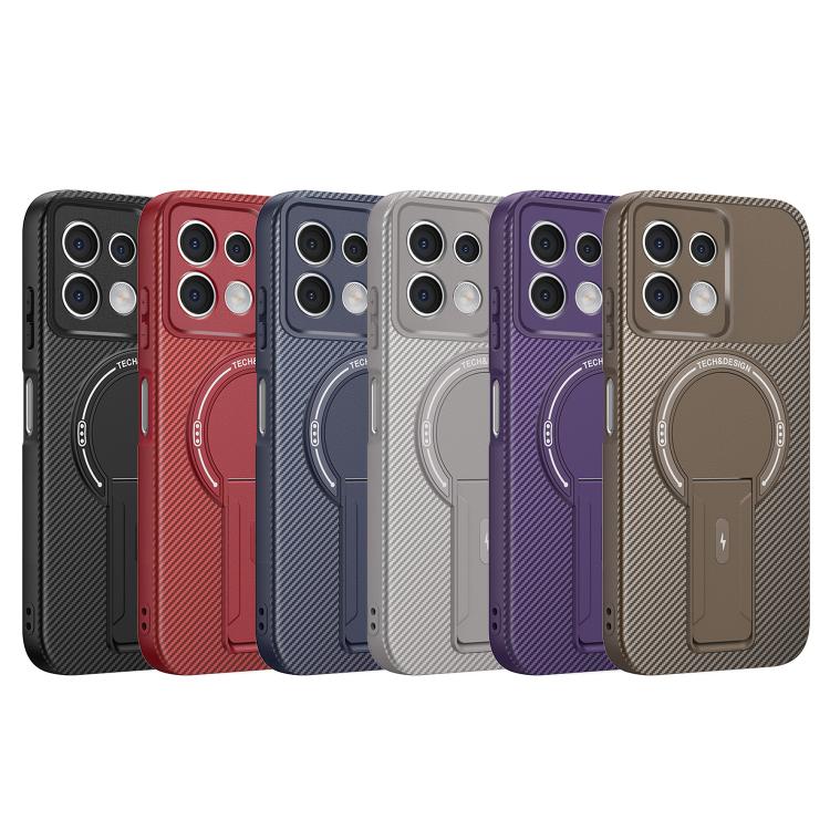 For Redmi Note 13 5G Global Carbon Fiber Texture MagSafe Phone Case with Holder