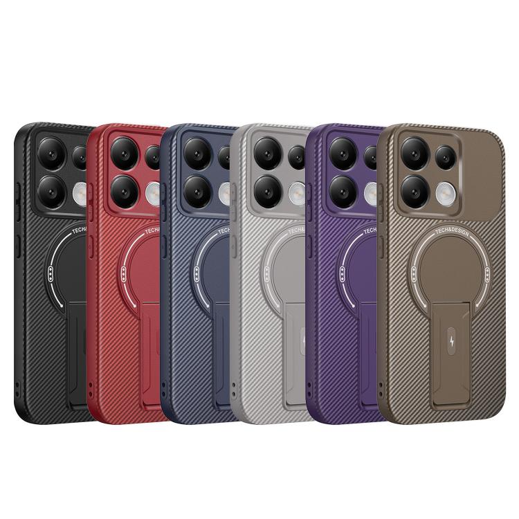 For Redmi Note 13 Pro 4G / Note 14S Carbon Fiber Texture MagSafe Phone Case with Holder