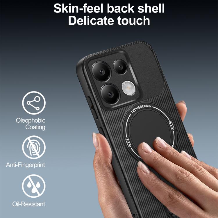 For Redmi Note 13 Pro 4G / Note 14S Carbon Fiber Texture MagSafe Phone Case with Holder