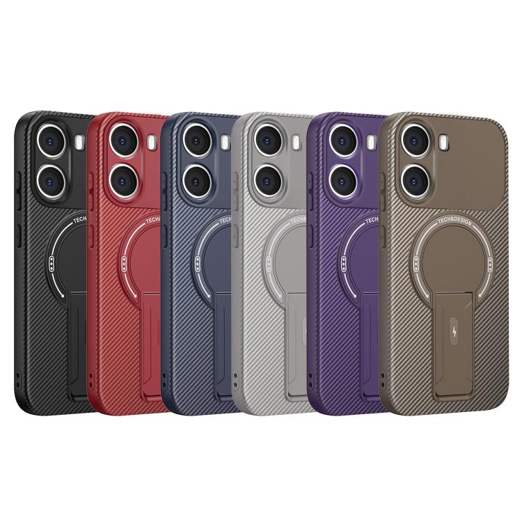 For Xiaomi Poco X7 Pro Carbon Fiber Texture MagSafe Phone Case with Holder