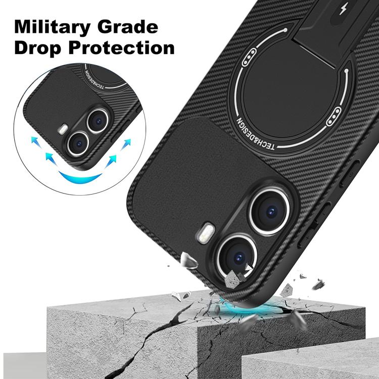 For Xiaomi Poco X7 Pro Carbon Fiber Texture MagSafe Phone Case with Holder