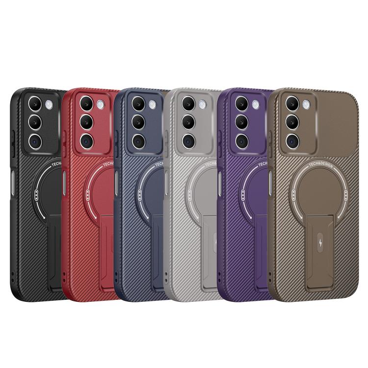For Redmi 15 5G Global / 15 4G SEA 169mm Carbon Fiber Texture MagSafe Phone Case with Holder