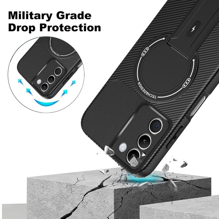 For Redmi 15 5G Global / 15 4G SEA 169mm Carbon Fiber Texture MagSafe Phone Case with Holder