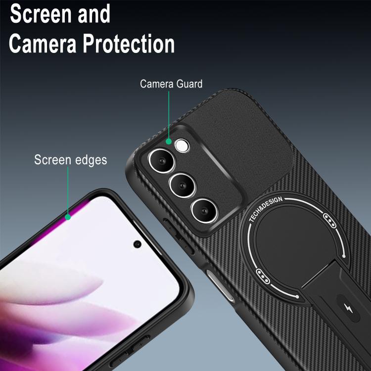 For Redmi 15 5G / 4G EU 171mm Carbon Fiber Texture MagSafe Phone Case with Holder
