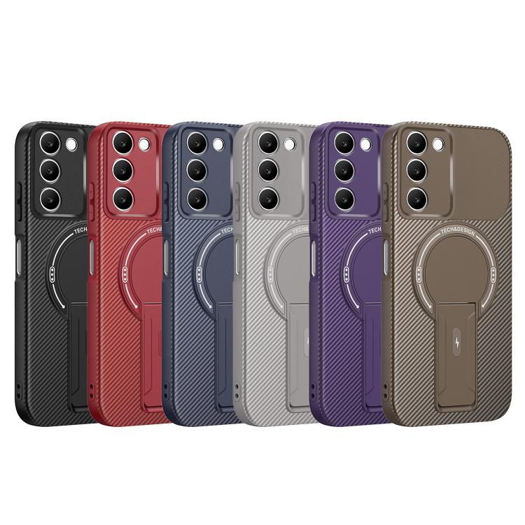 For Redmi 15 5G / 4G EU 171mm Carbon Fiber Texture MagSafe Phone Case with Holder