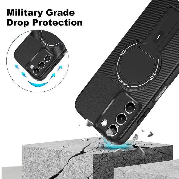 For Redmi 15 5G / 4G EU 171mm Carbon Fiber Texture MagSafe Phone Case with Holder