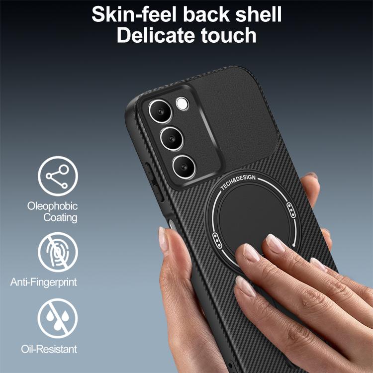 For Redmi 15 5G / 4G EU 171mm Carbon Fiber Texture MagSafe Phone Case with Holder