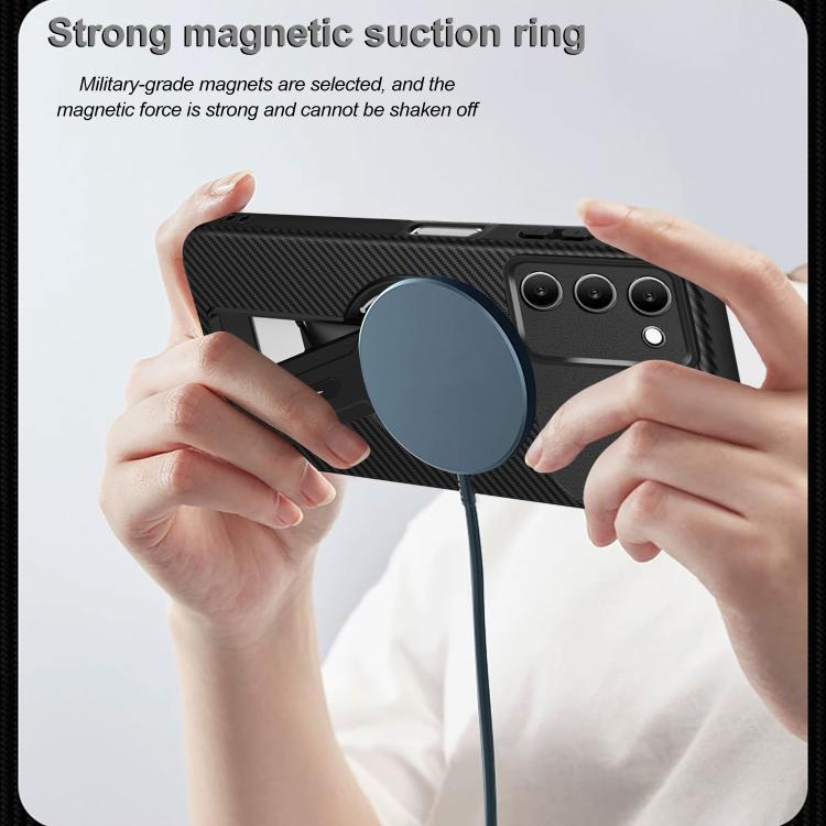 For Redmi 15 5G / 4G EU 171mm Carbon Fiber Texture MagSafe Phone Case with Holder